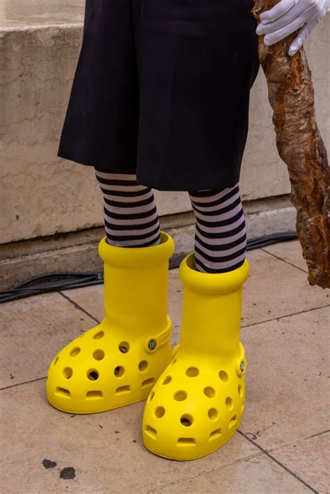 crocs yellow big boots|mschf big yellow boots release date.